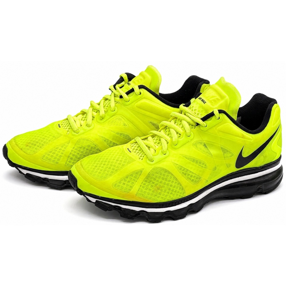Nike Air Max+ 2012 Volt Mens Size 8.5 Black Yellow Neon Running Shoes 487982-701